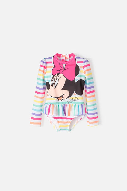  VESTIDO DE BAÑO DE MINNIE MOUSE MULTICOLOR MANGA LARGA PARA BEBÉ NIÑA