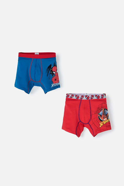  PACK X2 BÓXER DE SPIDER-MAN ESTAMPADO ROJO Y AZUL PARA NIÑO