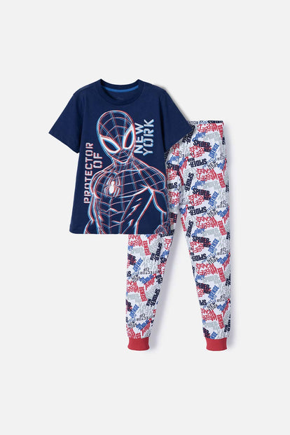  PIJAMA DE SPIDER-MAN PANTALÓN LARGO AZUL, ROJO Y GRIS PARA NIÑO