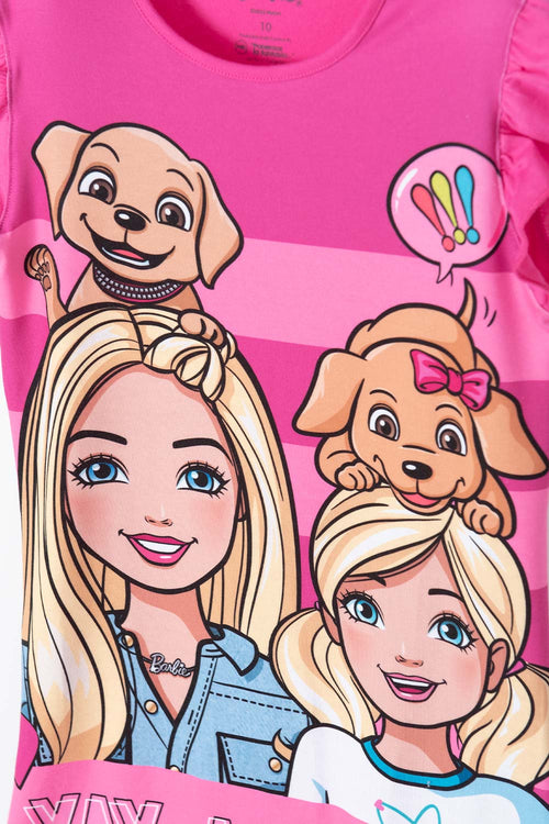 Card slide image -  PIJAMA TIPO BATOLA DE BARBIE MANGA SISA FUCSIA PARA NIÑA
