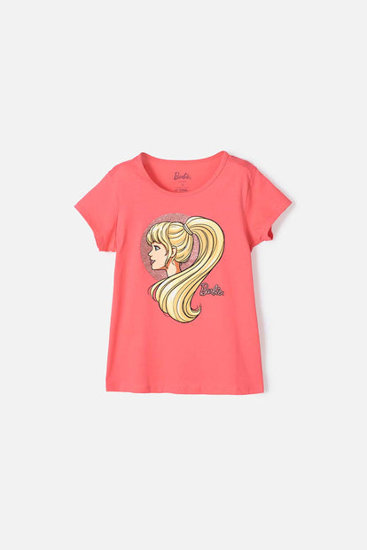  CAMISETA DE BARBIE MANGA CORTA ROSADA PARA NIÑA