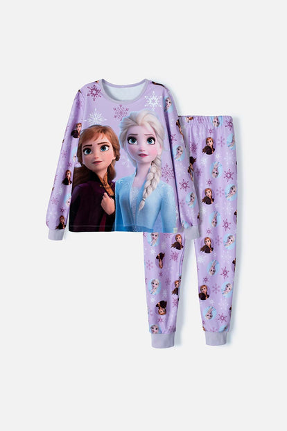  PIJAMA DE FROZEN MANGA LARGA LILA  PARA NIÑA