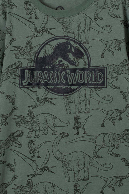  CAMISETA DE JURASSIC WORLD ESTAMPADA VERDE PARA NIÑO