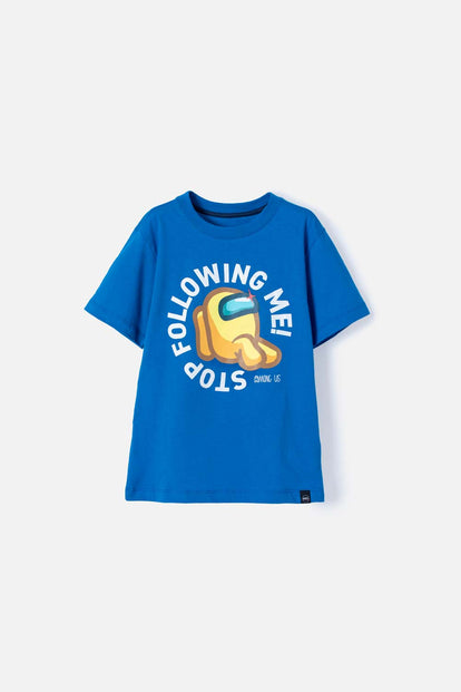  CAMISETA DE AMONG US MANGA CORTA AZUL PARA NIÑO