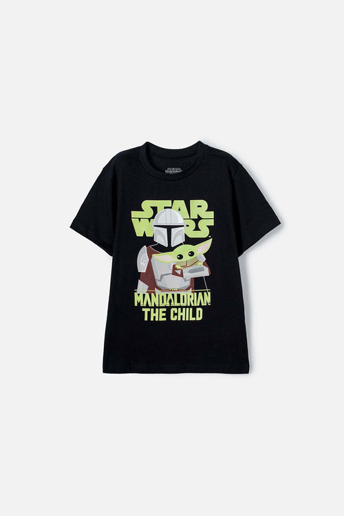 Card slide image -  CAMISETA DE MANDALORIAN MANGA CORTA NEGRO PARA NIÑO