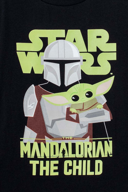  CAMISETA DE MANDALORIAN MANGA CORTA NEGRO PARA NIÑO