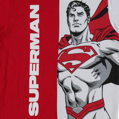  CAMISETA DE SUPERMAN MANGA CORTA ROJO Y BLANCO PARA NIÑO