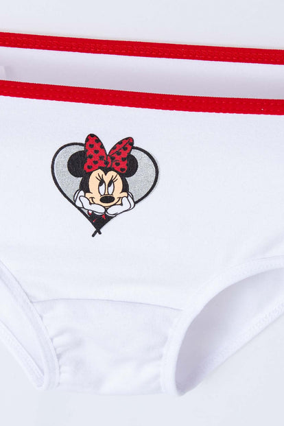  PACK X2 PANTIES DE MINNIE MOUSE  BLANCO Y ROJO PARA NIÑA