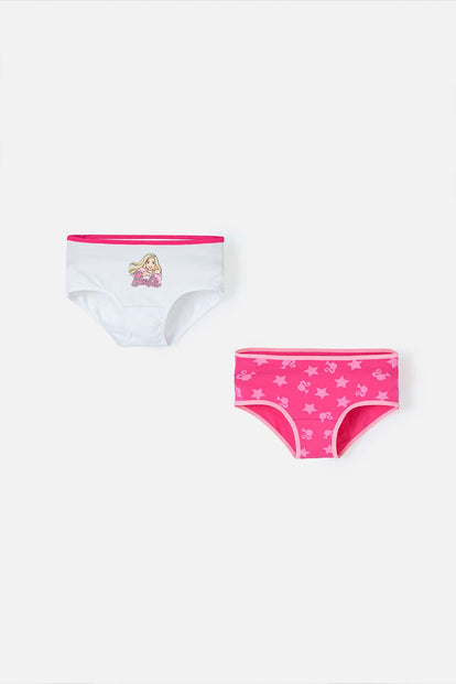  PACK X2 PANTIES DE BARBIE BLANCO Y FUCSIA PARA NIÑA