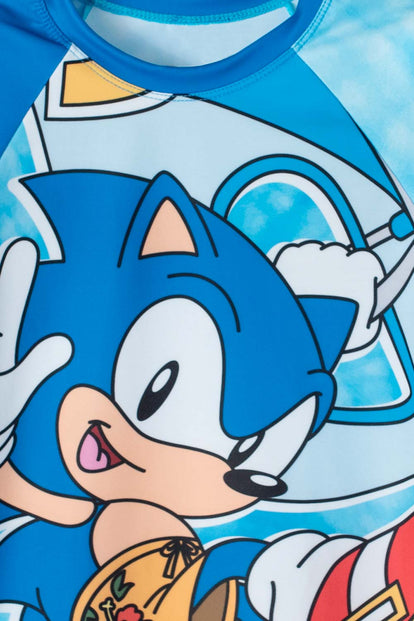  CONJUNTO DE BAÑO DE SONIC MANGA LARGA AZUL PARA NIÑO