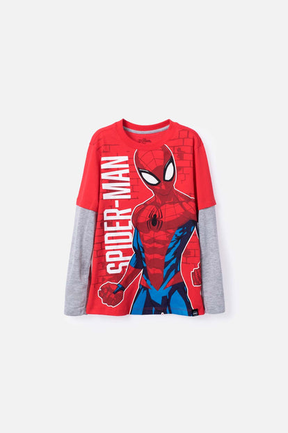  CAMISETA DE SPIDER-MAN MANGA LARGA ROJA PARA NIÑO