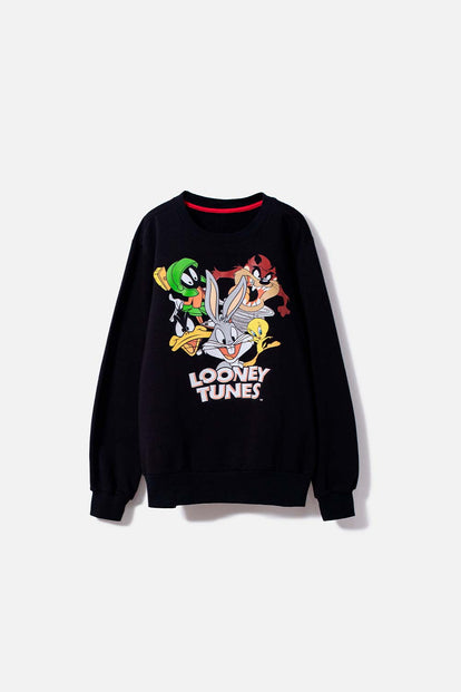  BUZO DE LOONEY TUNES CERRADO NEGRO PARA NIÑO