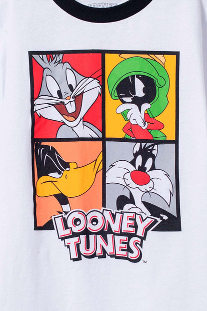  PIJAMA DE LOONEY TUNES ESTAMPADA BLANCA Y NEGRA PARA NIÑO