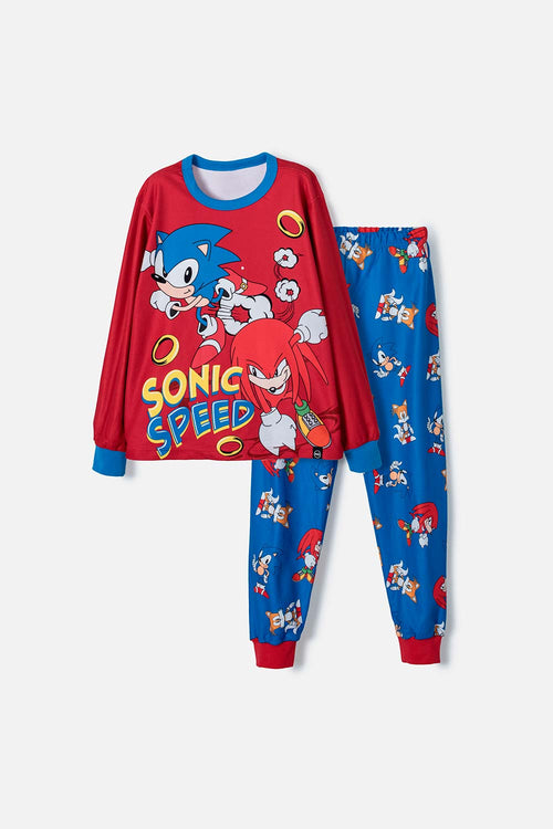 Card slide image -  PIJAMA DE SONIC DE PANTALÓN LARGO ROJA PARA NIÑO