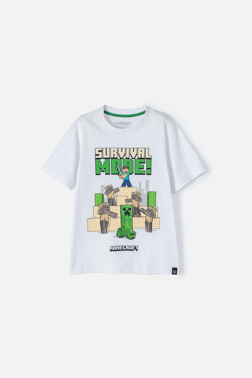 Card slide image -  CAMISETA DE MINECRAFT BLANCA MANGA CORTA PARA NIÑO