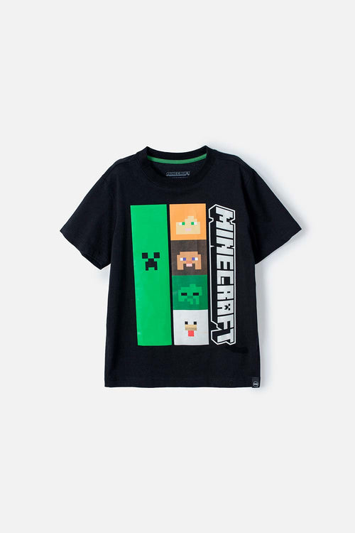 Card slide image -  CAMISETA DE MINECRAFT NEGRA ESTAMPADA EN FRENTE PARA NIÑO