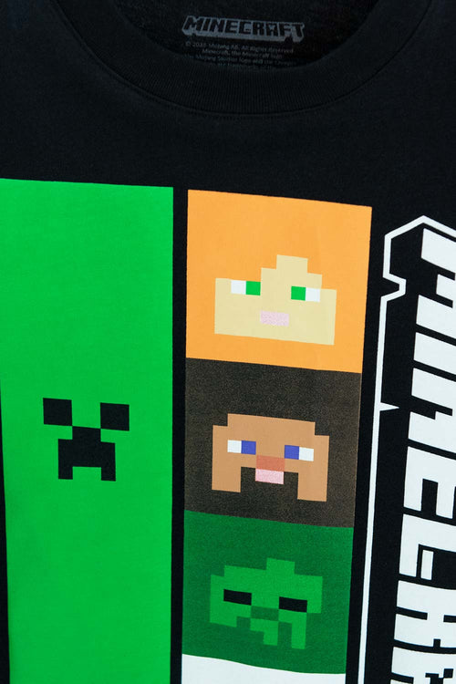 Card slide image -  CAMISETA DE MINECRAFT NEGRA ESTAMPADA EN FRENTE PARA NIÑO