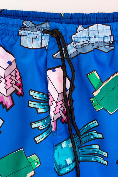  PANTALONETA DE BAÑO MINECRAFT CON CORDÓN AZUL PARA NIÑO