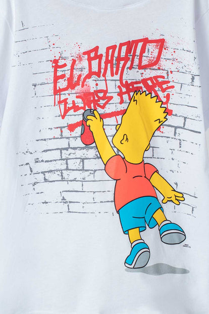  CAMISETA DE LOS SIMPSON BLANCA Y ROJA MANGA CORTA PARA NIÑO