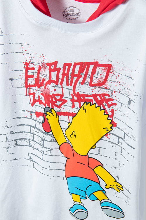 Card slide image -  CAMISETA DE LOS SIMPSON BLANCA Y ROJA MANGA CORTA PARA NIÑO