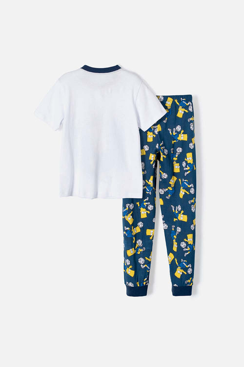 Card slide image -  PIJAMA DE BART SIMPSON DE PANTALÓN LARGO  BLANCA Y AZUL PARA NIÑO