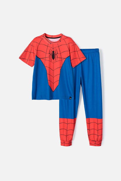  PIJAMA DE SPIDER-MAN DE PANTALÓN LARGO AZUL Y ROJA PARA NIÑO