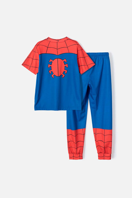 Card slide image -  PIJAMA DE SPIDER-MAN DE PANTALÓN LARGO AZUL Y ROJA PARA NIÑO