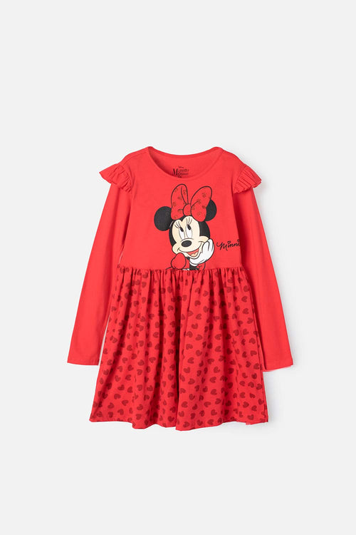 Card slide image -  VESTIDO DE MINNIE MOUSE MANGA LARGA ROJO PARA NIÑA