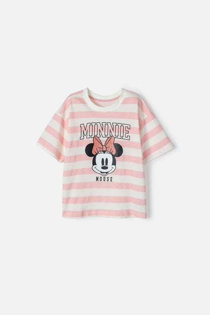  CAMISETA DE MINNIE MANGA CORTA ROSADA PARA NIÑA