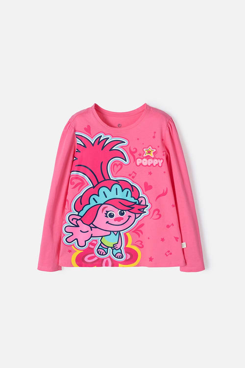 Card slide image -  CAMISETA DE TROLLS ROSADA MANGA LARGA PARA NIÑA