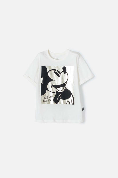  CAMISETA DE MICKEY MOUSE MANGA CORTA MARFIL PARA NIÑA