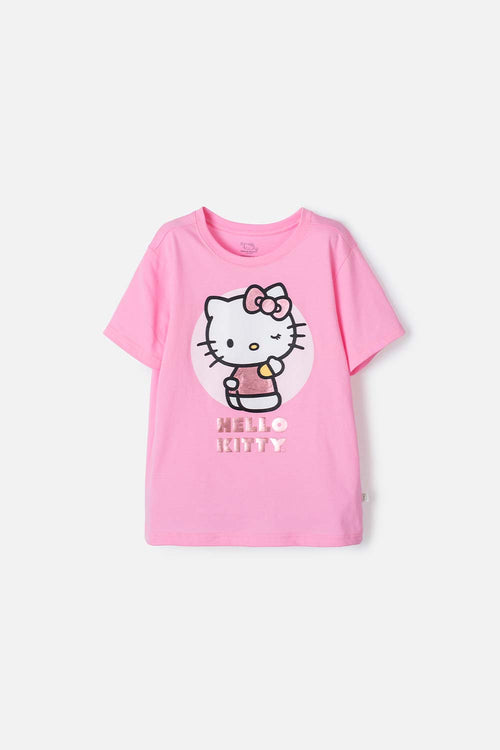 Card slide image -  CAMISETA DE HELLO KITTY MANGA CORTA ROSADO PARA NIÑA