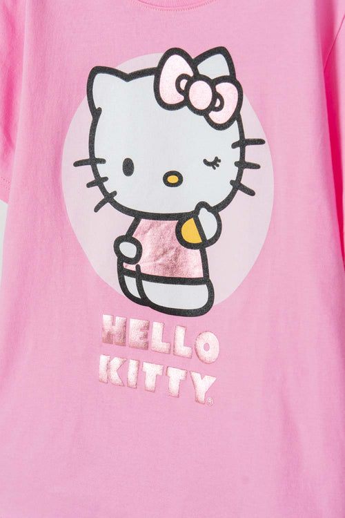 Card slide image -  CAMISETA DE HELLO KITTY MANGA CORTA ROSADO PARA NIÑA