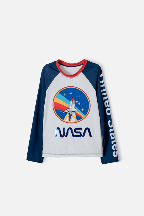 Card slide image -  CAMISETA DE BAÑO NASA BLANCO/AZUL/ROJO PARA NIÑO