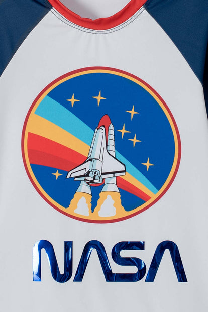  CAMISETA DE BAÑO NASA BLANCO/AZUL/ROJO PARA NIÑO