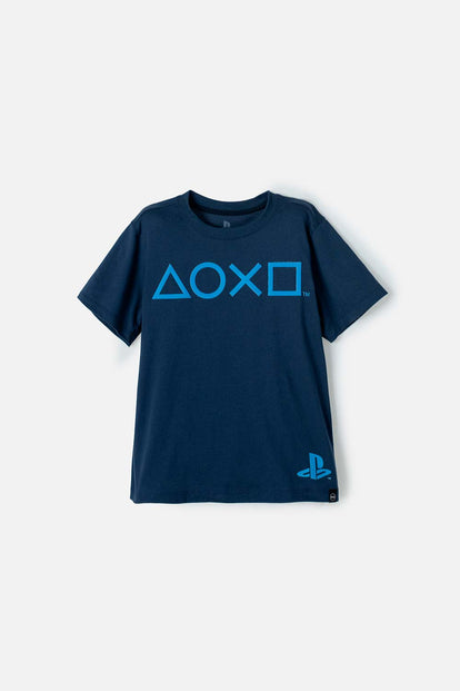  CAMISETA PLAYSTATION  MANGA CORTA AZUL PARA NIÑO