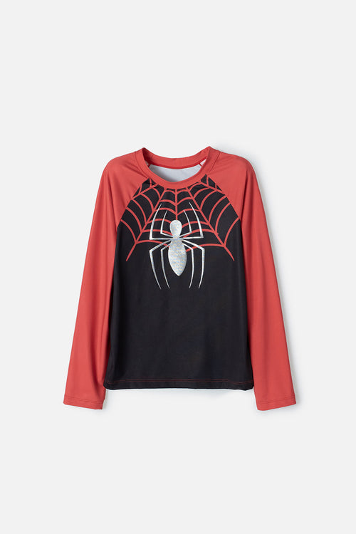 Card slide image -  CAMISETA DE BAÑO DE SPIDER-MAN MANGA LARGA NEGRO Y ROJO PARA NIÑO