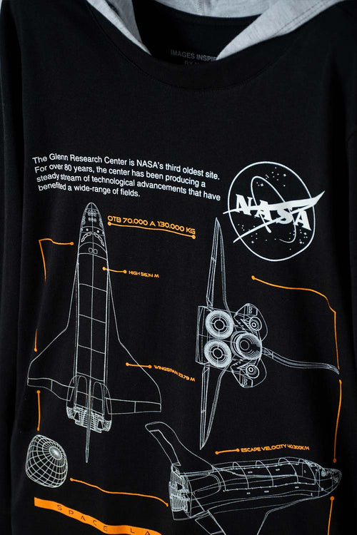 Card slide image -  CAMISETA DE LA NASA MANGA LARGA NEGRO Y GRIS PARA NIÑO