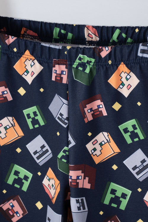 Card slide image -  PIJAMA DE MINECRAFT CON PANTALÓN LARGO AZUL Y NARANJA PARA NIÑO