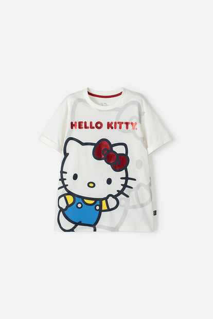 CAMISETA DE HELLO KITTY MARFIL MANGA CORTA PARA NINA MIC Guatemala