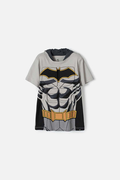  CAMISETA DE BATMAN MANGA CORTA GRIS PARA NIÑO