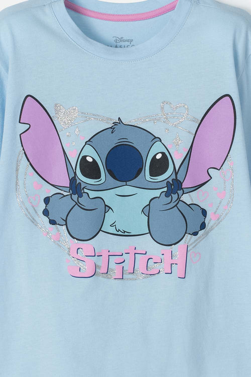 Card slide image -  CAMISETA DE STITCH MANGA CORTA AZUL PARA NIÑA