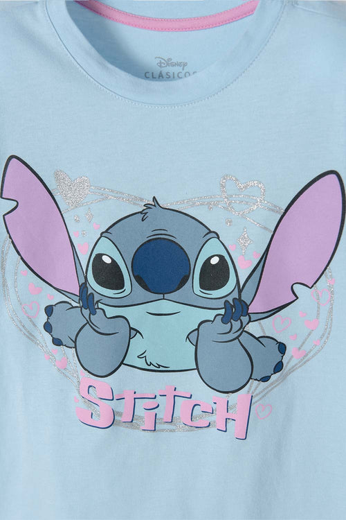 Card slide image -  CAMISETA DE STITCH MANGA CORTA AZUL PARA NIÑA