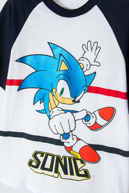  CAMISETA DE SONIC MANGA CORTA AZUL PARA NIÑO