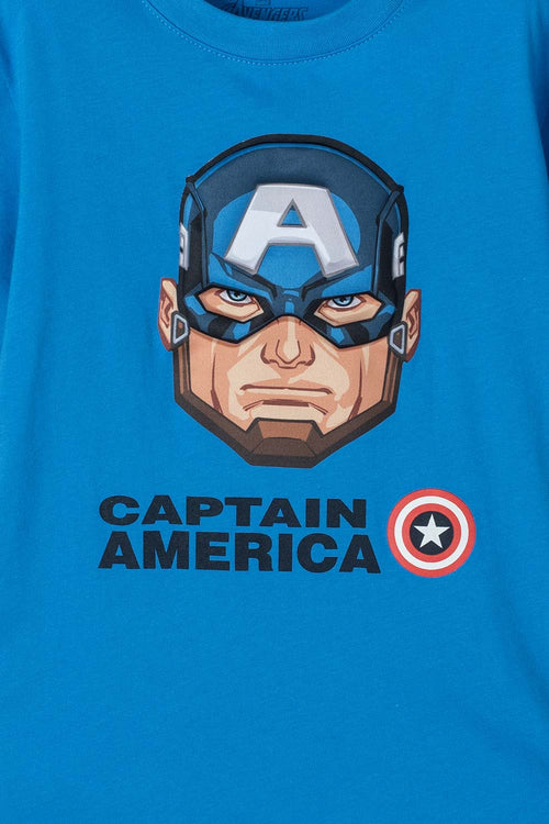 Card slide image -  CAMISETA DEL CAPITAN AMERICA MANGA CORTA AZUL PARA NIÑO