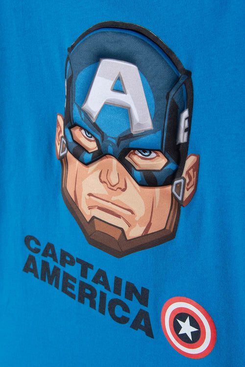 Card slide image -  CAMISETA DEL CAPITAN AMERICA MANGA CORTA AZUL PARA NIÑO