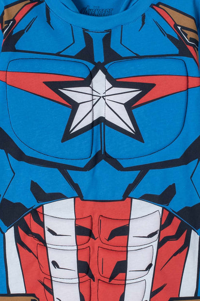  CAMISETA DEL CAPITÁN AMERICA CON CAPUCHA AZUL PARA NIÑO