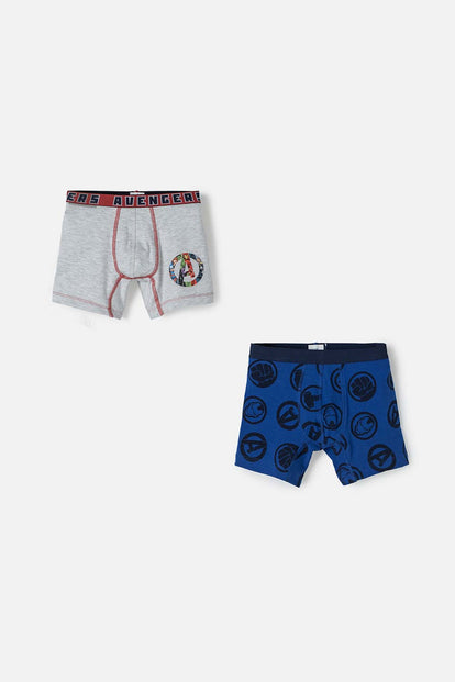  PACK X2 BOXER DE MARVEL GRIS Y AZUL PARA NIÑO