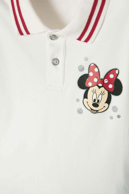 Card slide image -  CAMISETA TIPO POLO DE MINNIE MOUSE MARFIL PARA NIÑA