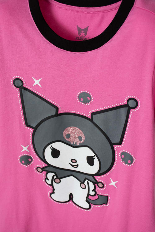 Card slide image -  PIJAMA DE KUROMI ROSADA Y NEGRA TIPO BATOLA PARA NIÑA